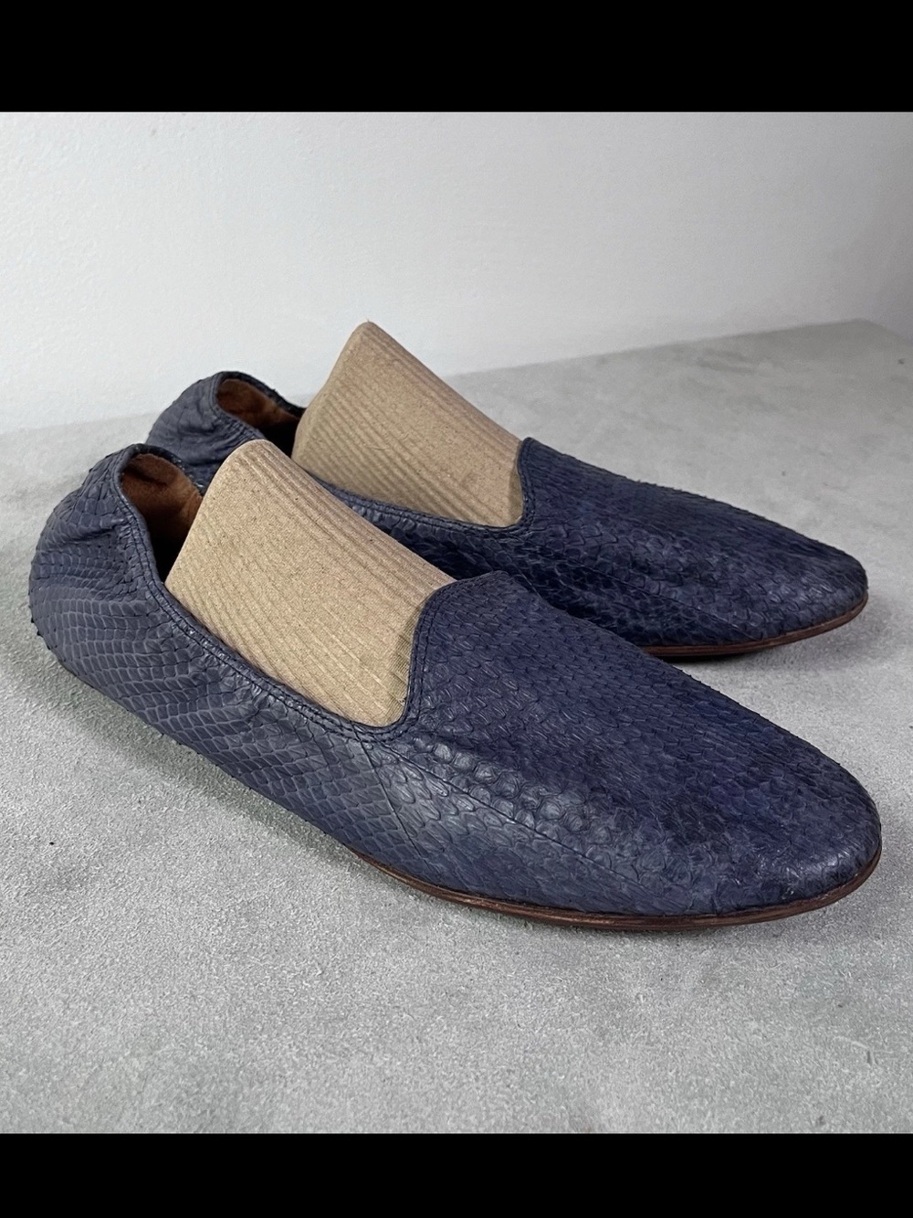 Lanvin Paris Blue Python Snakeskin Loafers Flats Women’s Size 8 EU 38 Vintage
